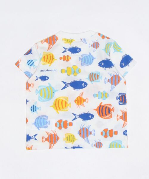 Moujonjon(ムージョンジョン)の「綿縁サカナ柄半袖Tシャツ(Tシャツ/カットソー・キッズ・ホワイト・90/100/110/120/80)」の2枚目の写真