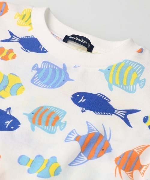 Moujonjon(ムージョンジョン)の「綿縁サカナ柄半袖Tシャツ(Tシャツ/カットソー・キッズ・ホワイト・90/100/110/120/80)」の7枚目の写真