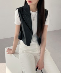 by muni:r | トレンディーコーティングベスト(テーラードジャケット)