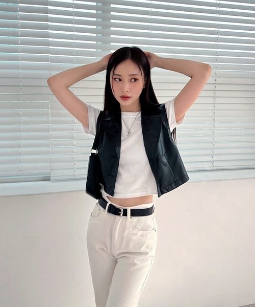 by muni:r（バイ ムニール）の「トレンディーコーティングベスト（テーラードジャケット・レディース・ブラック・FREE）」の20枚目の写真