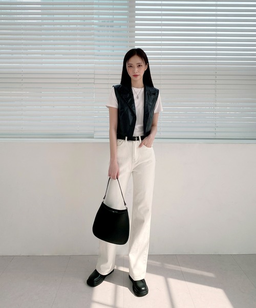 by muni:r（バイ ムニール）の「トレンディーコーティングベスト（テーラードジャケット・レディース・ブラック・FREE）」の8枚目の写真