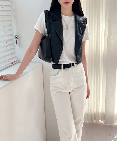 by muni:r（バイ ムニール）の「トレンディーコーティングベスト（テーラードジャケット・レディース・ブラック・FREE）」の18枚目の写真