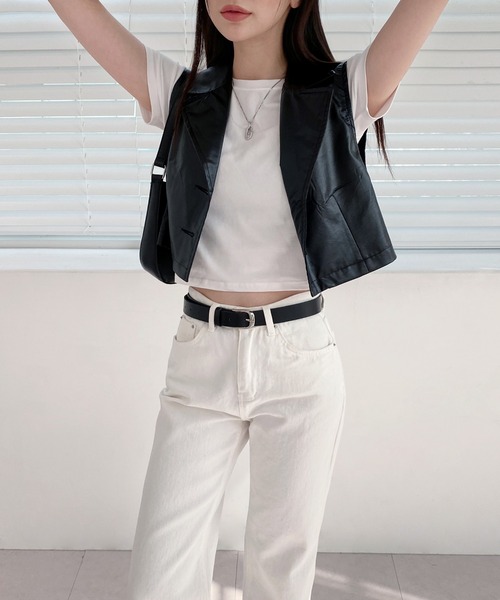 by muni:r（バイ ムニール）の「トレンディーコーティングベスト（テーラードジャケット・レディース・ブラック・FREE）」の16枚目の写真