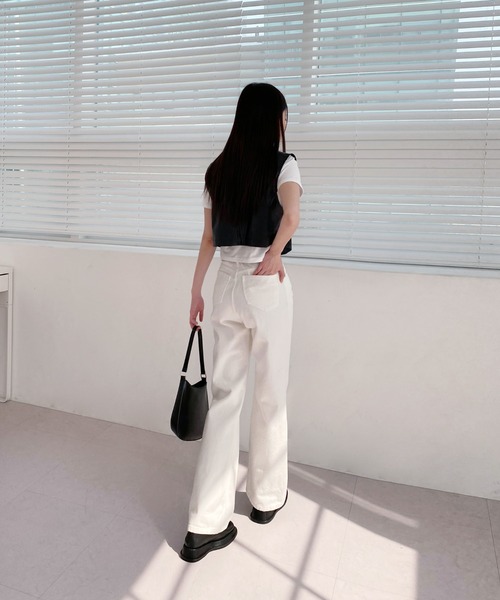 by muni:r（バイ ムニール）の「トレンディーコーティングベスト（テーラードジャケット・レディース・ブラック・FREE）」の14枚目の写真