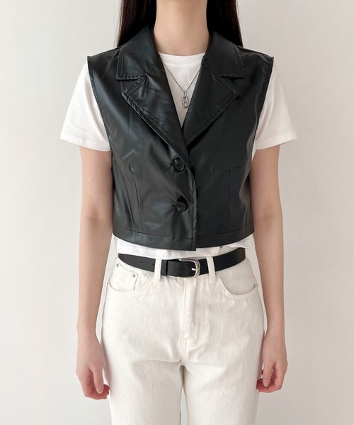 by muni:r（バイ ムニール）の「トレンディーコーティングベスト（テーラードジャケット・レディース・ブラック・FREE）」の22枚目の写真