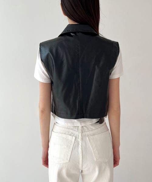 by muni:r（バイ ムニール）の「トレンディーコーティングベスト（テーラードジャケット・レディース・ブラック・FREE）」の7枚目の写真