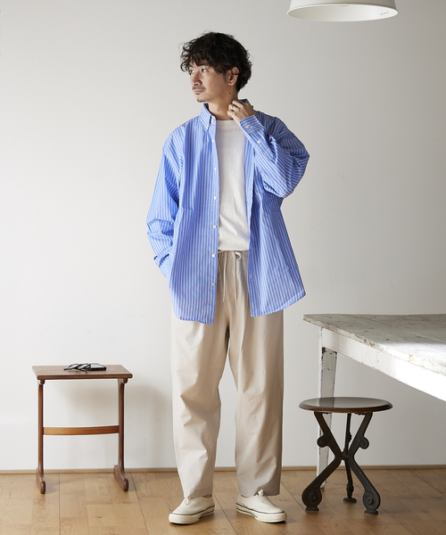 JOURNAL STANDARD relume(ジャーナルスタンダード レリューム)の「COOLMAX PE/TRO 4WAY 1TUCK ワイドイージーパンツ(その他パンツ・メンズ・カーキ/アイボリー/ベージュ/ブラック・LARGE/MEDIUM)」の10枚目の写真