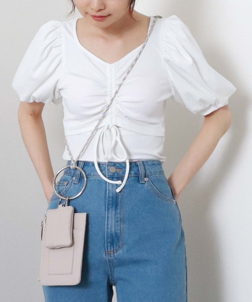 archives（アルシーヴ）の「２ｗａｙスリットギャザーＴＯＰＳ（Tシャツ/カットソー・レディース・ブラック/グレー/オフホワイト/ブラウン・MEDIUM）」の2枚目の写真