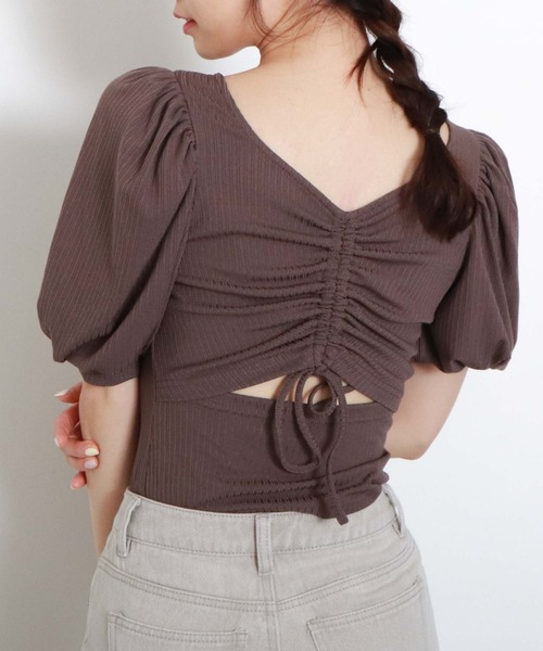 archives（アルシーヴ）の「２ｗａｙスリットギャザーＴＯＰＳ（Tシャツ/カットソー・レディース・ブラック/グレー/オフホワイト/ブラウン・MEDIUM）」の15枚目の写真