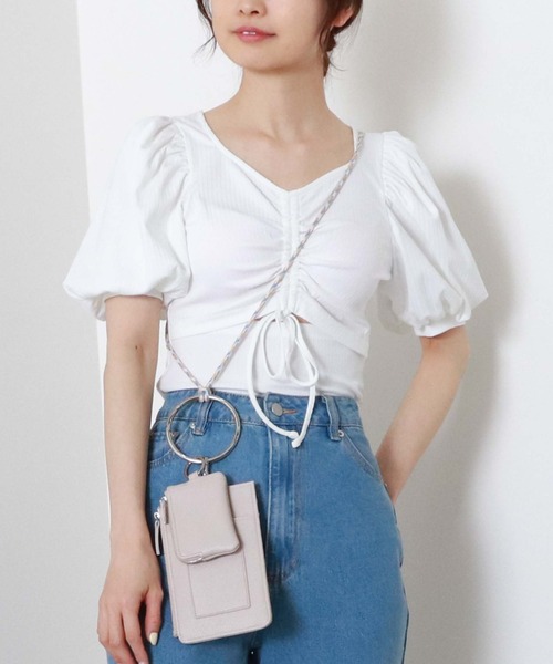 archives（アルシーヴ）の「２ｗａｙスリットギャザーＴＯＰＳ（Tシャツ/カットソー・レディース・ブラック/グレー/オフホワイト/ブラウン・MEDIUM）」の6枚目の写真