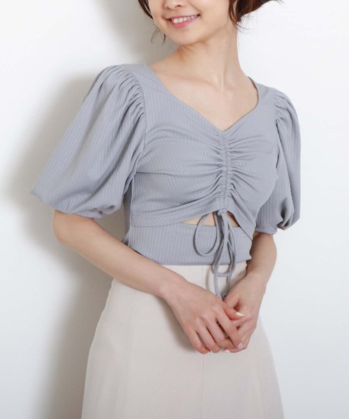 archives（アルシーヴ）の「２ｗａｙスリットギャザーＴＯＰＳ（Tシャツ/カットソー・レディース・ブラック/グレー/オフホワイト/ブラウン・MEDIUM）」の10枚目の写真