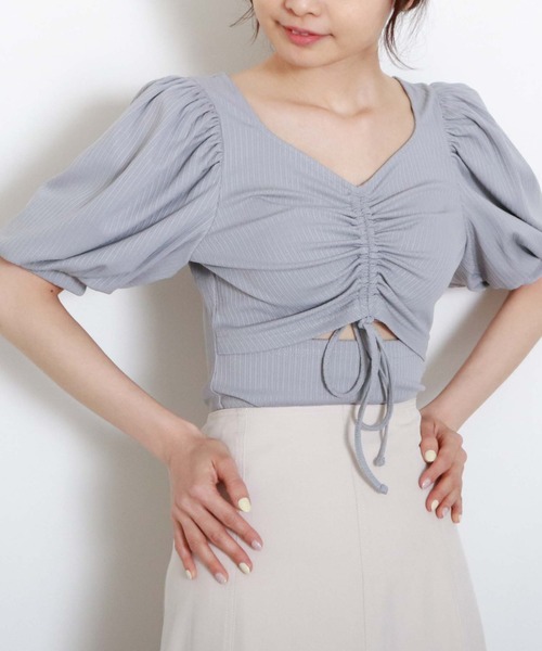 archives（アルシーヴ）の「２ｗａｙスリットギャザーＴＯＰＳ（Tシャツ/カットソー・レディース・ブラック/グレー/オフホワイト/ブラウン・MEDIUM）」の11枚目の写真