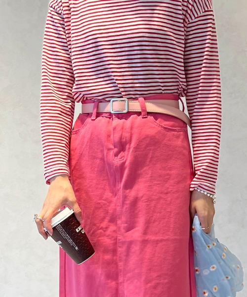 lala Born（ララボーン）の「シンプルバックルベルト（ベルト・レディース・ブラック/ピンク・FREE）」の2枚目の写真