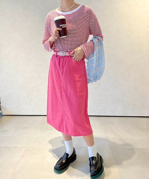 lala Born（ララボーン）の「シンプルバックルベルト（ベルト・レディース・ブラック/ピンク・FREE）」の8枚目の写真