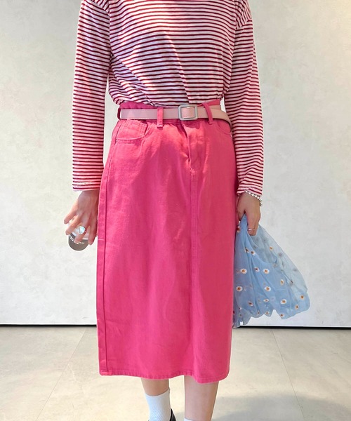 lala Born（ララボーン）の「シンプルバックルベルト（ベルト・レディース・ブラック/ピンク・FREE）」の5枚目の写真