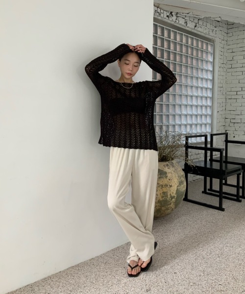Didot.showroom(ディドット ショールーム)の「【DIDOT.】SET UP サテンテーパードパンツ(その他パンツ・レディース・チャコールグレー/イエロー/アイボリー・FREE)」の9枚目の写真