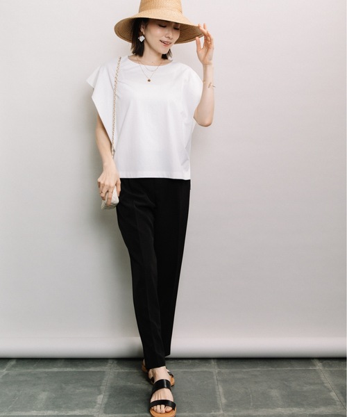 ELVENCE DEUX(エルベンスドゥ)の「デザインタックフレンチPO(Tシャツ/カットソー・レディース・ピンク/オフホワイト/ブラック・FREE)」の8枚目の写真