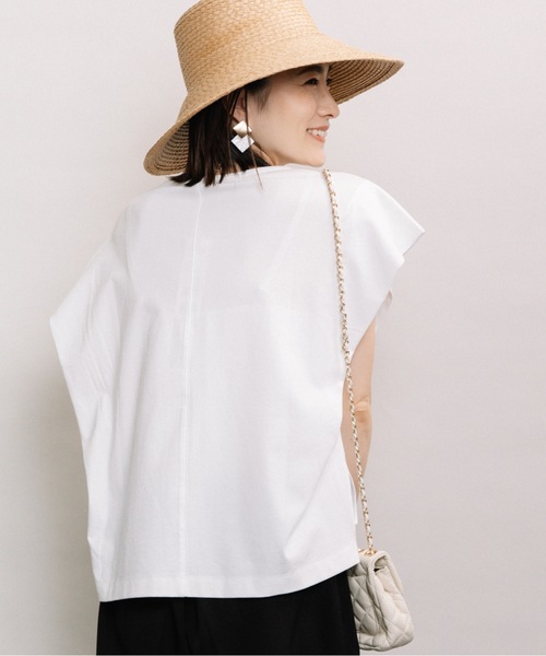 ELVENCE DEUX(エルベンスドゥ)の「デザインタックフレンチPO(Tシャツ/カットソー・レディース・ピンク/オフホワイト/ブラック・FREE)」の13枚目の写真
