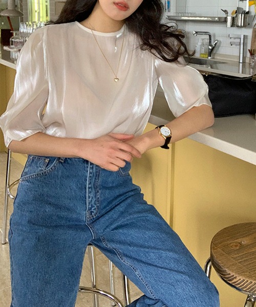 Leja（レジャ）の「【LEJA】後ろリボン光沢Tシャツ（Tシャツ/カットソー・レディース・アイボリー・FREE）」の18枚目の写真