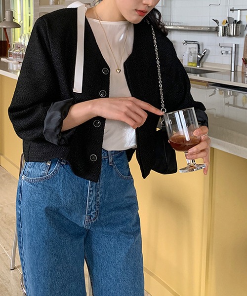 Leja（レジャ）の「【LEJA】後ろリボン光沢Tシャツ（Tシャツ/カットソー・レディース・アイボリー・FREE）」の6枚目の写真