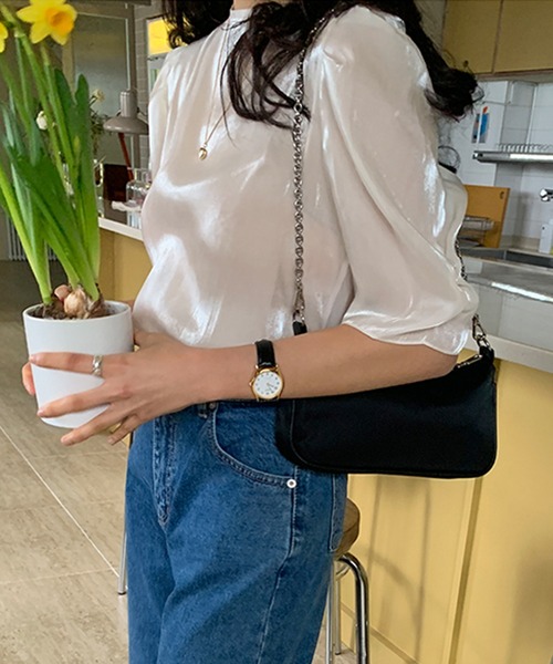 Leja（レジャ）の「【LEJA】後ろリボン光沢Tシャツ（Tシャツ/カットソー・レディース・アイボリー・FREE）」の2枚目の写真