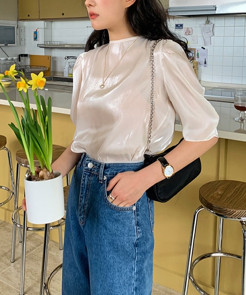 Leja（レジャ）の「【LEJA】後ろリボン光沢Tシャツ（Tシャツ/カットソー・レディース・アイボリー・FREE）」の13枚目の写真