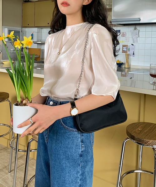 Leja（レジャ）の「【LEJA】後ろリボン光沢Tシャツ（Tシャツ/カットソー・レディース・アイボリー・FREE）」の14枚目の写真