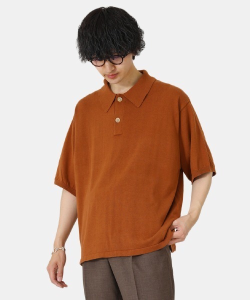 BALLAST ARK（バラストアーク）の「BALLAST ARK / バラストアーク：KNIT POLO：BA05-K005[AST]（ポロシャツ・メンズ・ダークブラウン/オレンジ/ネイビー・L/M）」の3枚目の写真