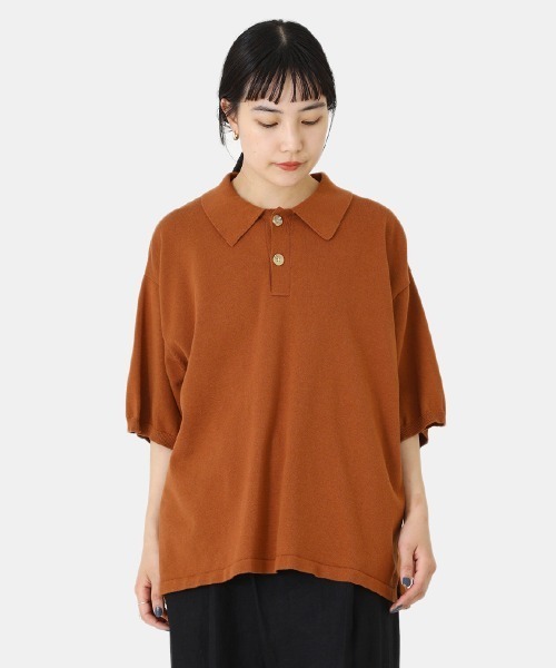 BALLAST ARK（バラストアーク）の「BALLAST ARK / バラストアーク：KNIT POLO：BA05-K005[AST]（ポロシャツ・メンズ・ダークブラウン/オレンジ/ネイビー・L/M）」の20枚目の写真