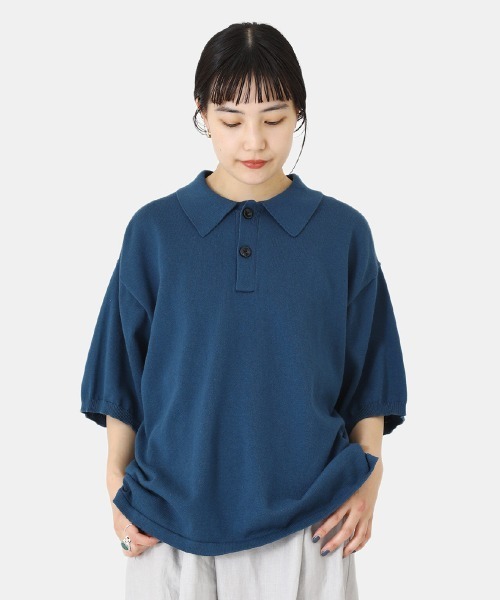 BALLAST ARK（バラストアーク）の「BALLAST ARK / バラストアーク：KNIT POLO：BA05-K005[AST]（ポロシャツ・メンズ・ダークブラウン/オレンジ/ネイビー・L/M）」の9枚目の写真
