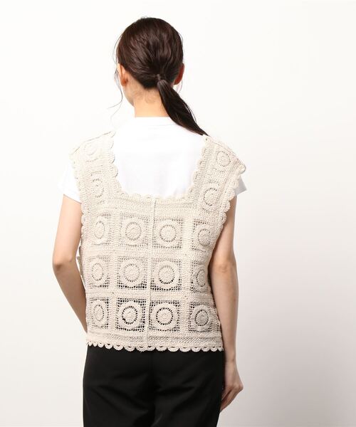 Lugnoncure（ルノンキュール）の「クロシェ編みベスト（ベスト・レディース・ブラック/ベージュ・ﾌﾘ-）」の11枚目の写真