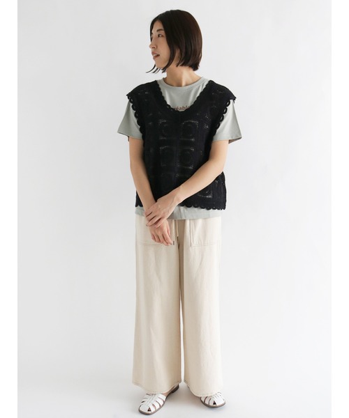 Lugnoncure（ルノンキュール）の「クロシェ編みベスト（ベスト・レディース・ブラック/ベージュ・ﾌﾘ-）」の3枚目の写真