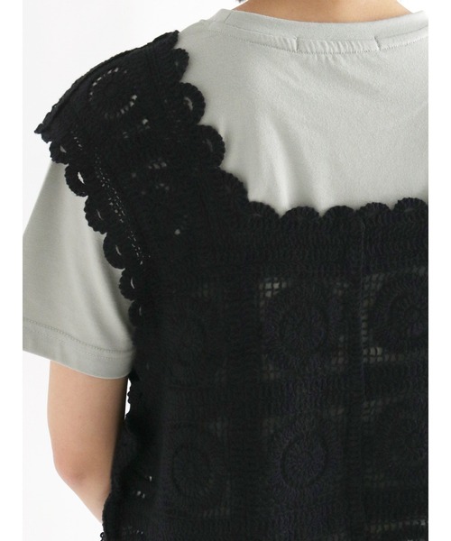 Lugnoncure（ルノンキュール）の「クロシェ編みベスト（ベスト・レディース・ブラック/ベージュ・ﾌﾘ-）」の7枚目の写真