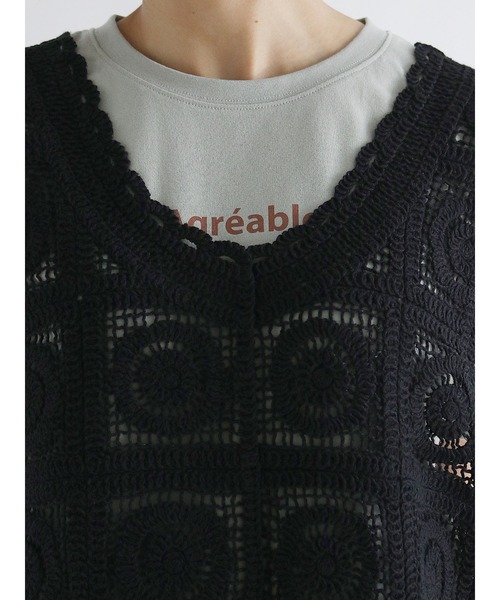 Lugnoncure（ルノンキュール）の「クロシェ編みベスト（ベスト・レディース・ブラック/ベージュ・ﾌﾘ-）」の8枚目の写真