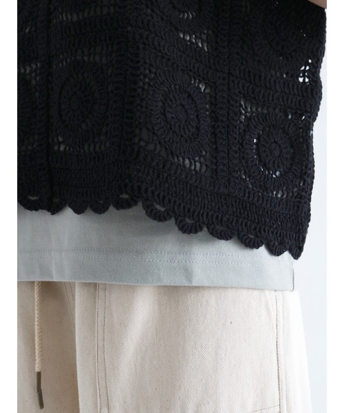 Lugnoncure（ルノンキュール）の「クロシェ編みベスト（ベスト・レディース・ブラック/ベージュ・ﾌﾘ-）」の9枚目の写真