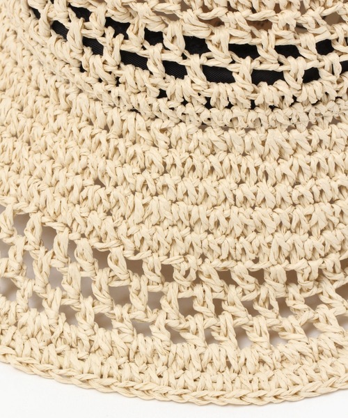 studio CLIP（スタディオクリップ）の「透かし編み入りペーパーハット（ハット・レディース・ナチュラル/ブラック・FREE）」の9枚目の写真