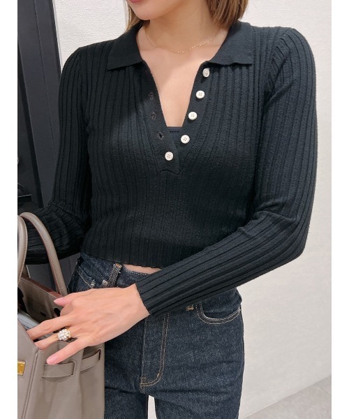 Vicente（ヴィセンテ）の「Front button tops（ニット/セーター・レディース・ホワイト/ブラック・FREE）」の5枚目の写真