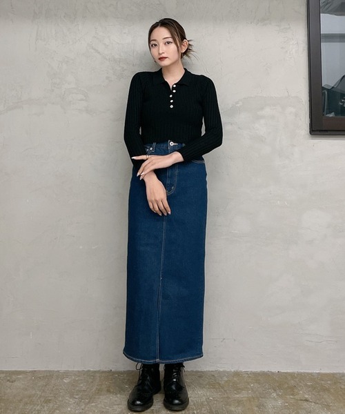 Vicente（ヴィセンテ）の「Front button tops（ニット/セーター・レディース・ホワイト/ブラック・FREE）」の6枚目の写真