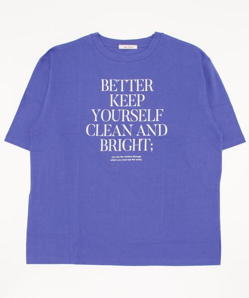 JUGLANS(ユグランス)の「☆ カジュアルな着こなし。英字ロゴプリントTee T2412(Tシャツ/カットソー・レディース・ホワイト/パープル/スミクロ・FREE)」の6枚目の写真