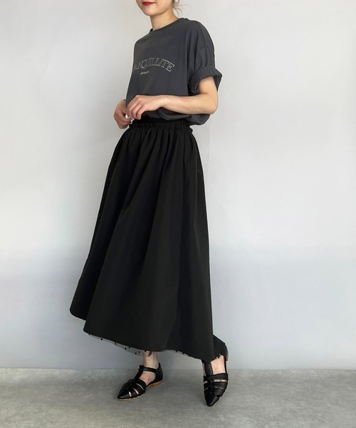 PICCIN(ピッチン)の「リバーシブルフロッキードットスカート(スカート・レディース・ブラック/カーキ・M)」の6枚目の写真