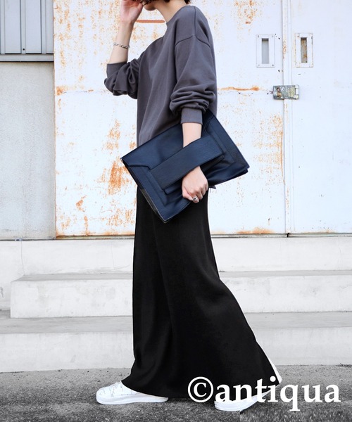 antiqua（アンティカ）の「セルフカットリブスカート（スカート・レディース・ブラック/アイボリー/グリーン/パープル/レッド・FREE）」の9枚目の写真