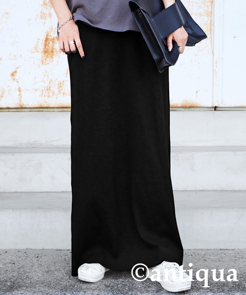 antiqua（アンティカ）の「セルフカットリブスカート（スカート・レディース・ブラック/アイボリー/グリーン/パープル/レッド・FREE）」の10枚目の写真
