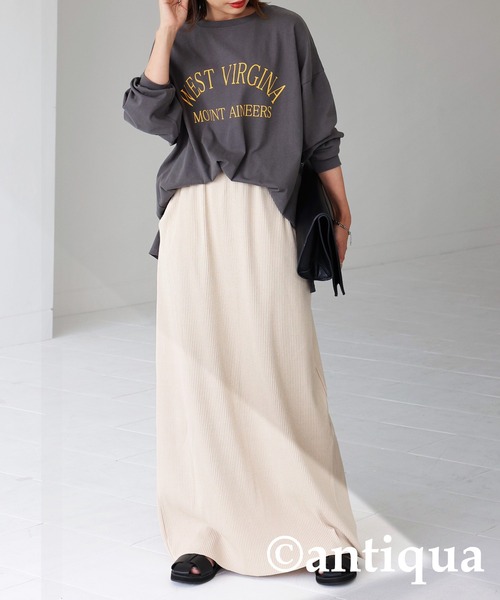 antiqua（アンティカ）の「セルフカットリブスカート（スカート・レディース・ブラック/アイボリー/グリーン/パープル/レッド・FREE）」の6枚目の写真