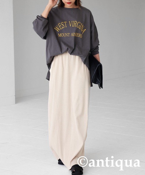 antiqua（アンティカ）の「セルフカットリブスカート（スカート・レディース・ブラック/アイボリー/グリーン/パープル/レッド・FREE）」の8枚目の写真