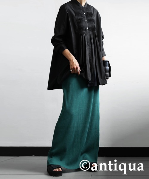 antiqua（アンティカ）の「セルフカットリブスカート（スカート・レディース・ブラック/アイボリー/グリーン/パープル/レッド・FREE）」の14枚目の写真