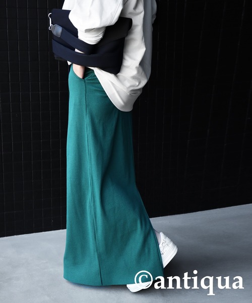 antiqua（アンティカ）の「セルフカットリブスカート（スカート・レディース・ブラック/アイボリー/グリーン/パープル/レッド・FREE）」の15枚目の写真