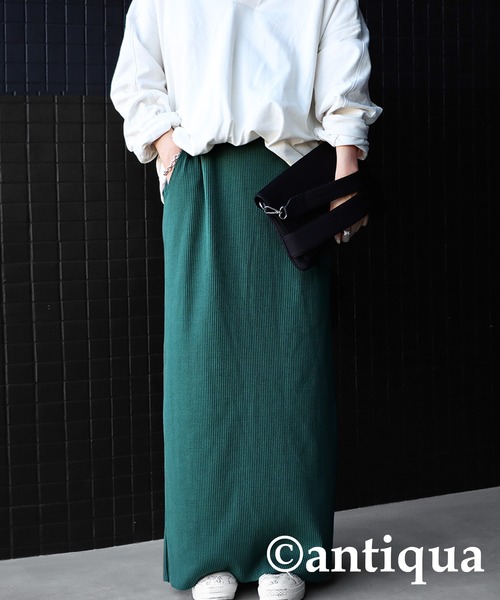 antiqua（アンティカ）の「セルフカットリブスカート（スカート・レディース・ブラック/アイボリー/グリーン/パープル/レッド・FREE）」の16枚目の写真