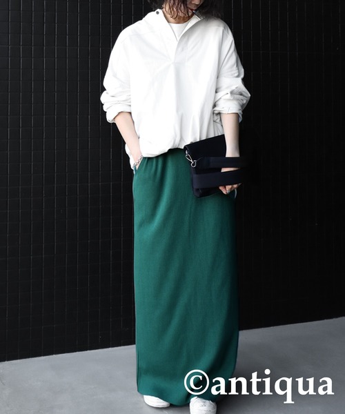 antiqua（アンティカ）の「セルフカットリブスカート（スカート・レディース・ブラック/アイボリー/グリーン/パープル/レッド・FREE）」の17枚目の写真
