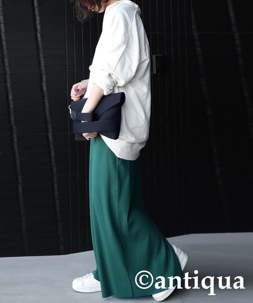 antiqua（アンティカ）の「セルフカットリブスカート（スカート・レディース・ブラック/アイボリー/グリーン/パープル/レッド・FREE）」の18枚目の写真