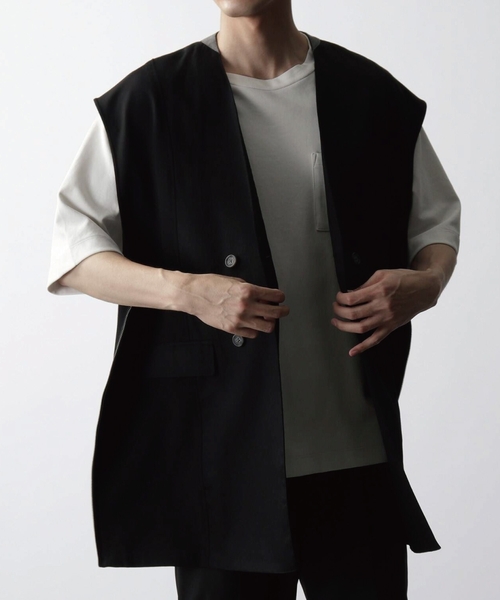 THE SHOP TK (ザ ショップ ティーケー )の「◆サイドジップロングベスト(ベスト・メンズ・ブラック/ベージュ・99)」の2枚目の写真